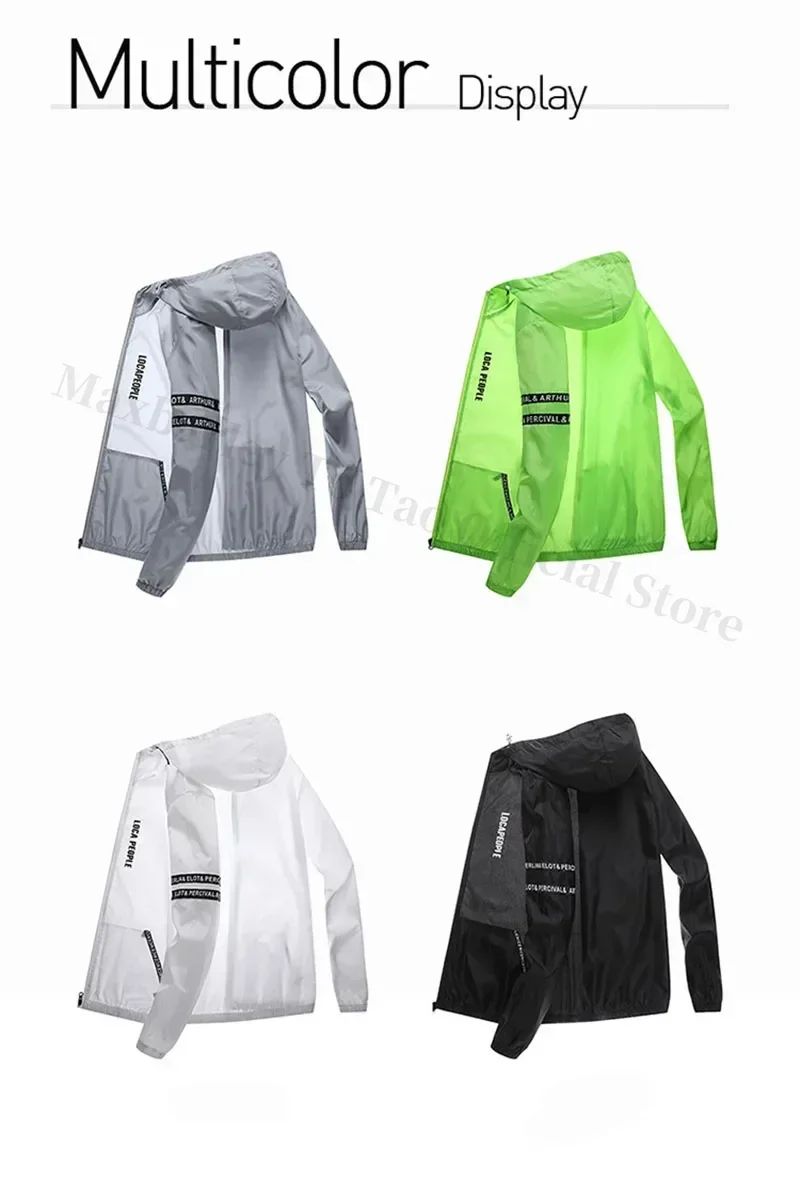 Summer Sun Protection Clothing Men's Casual Waterproof Quick-drying Bicycle Hooded Jacket Plus Size Hiking Thin Skin windbreaker