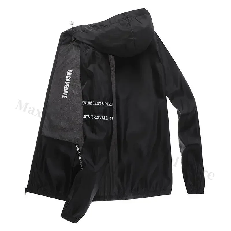 Summer Sun Protection Clothing Men's Casual Waterproof Quick-drying Bicycle Hooded Jacket Plus Size Hiking Thin Skin windbreaker