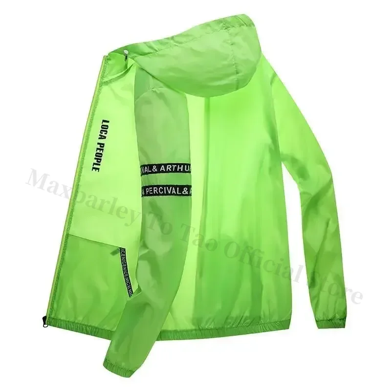 Summer Sun Protection Clothing Men's Casual Waterproof Quick-drying Bicycle Hooded Jacket Plus Size Hiking Thin Skin windbreaker
