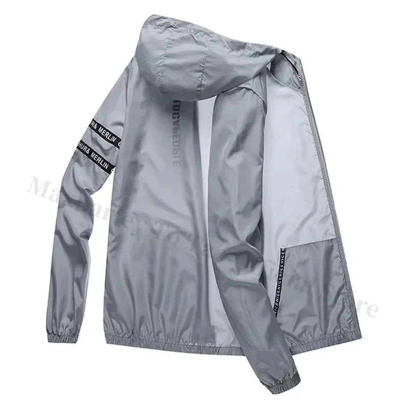 Summer Sun Protection Clothing Men's Casual Waterproof Quick-drying Bicycle Hooded Jacket Plus Size Hiking Thin Skin windbreaker