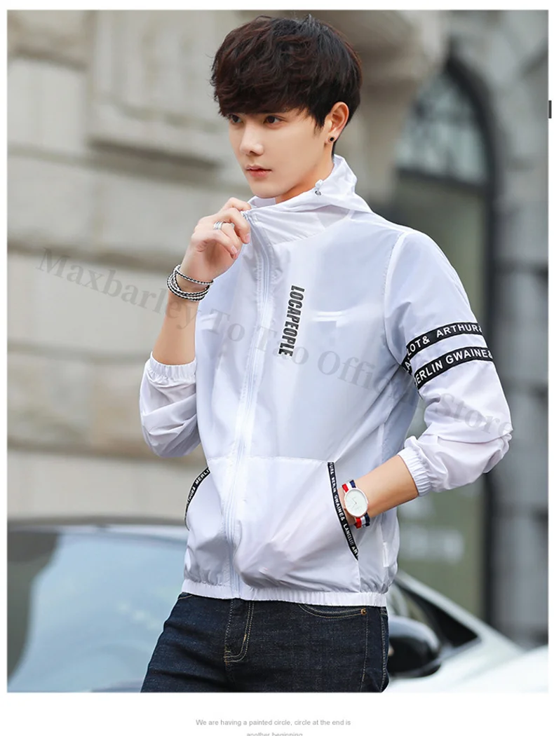 Summer Sun Protection Clothing Men's Casual Waterproof Quick-drying Bicycle Hooded Jacket Plus Size Hiking Thin Skin windbreaker