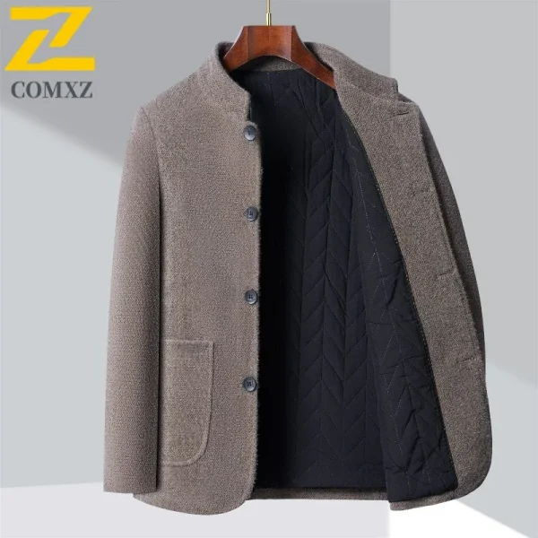 Winter Men Chenille Jacket 2025 Stand Collar Premium Business Casual Wool Blend Coat High End Fashion Warm Classic TrenchCoat