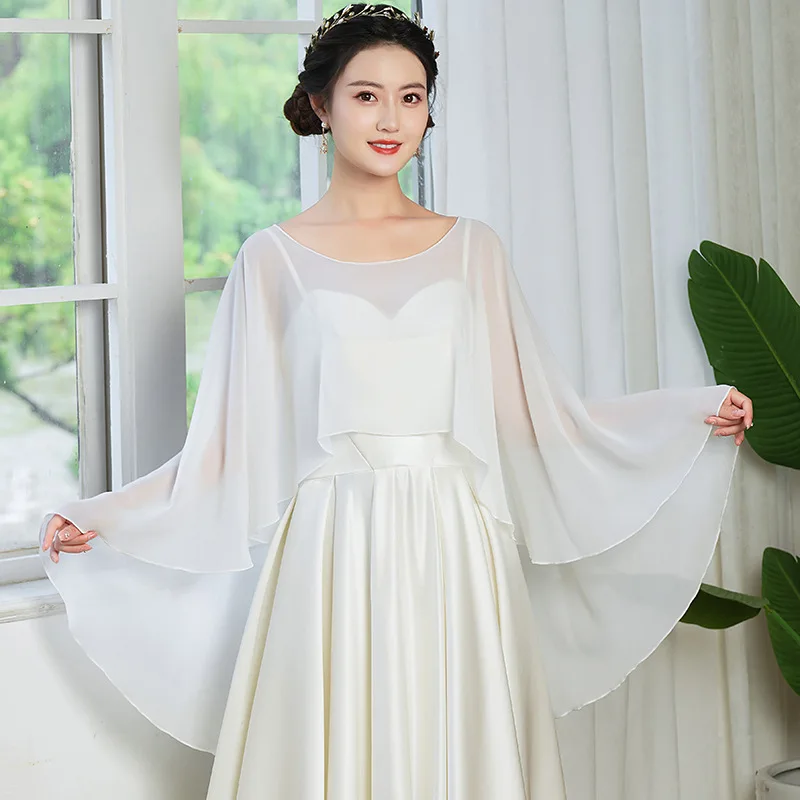 Capes de mariage souples pour femmes, enveloppes de veste de mariage, haussement d'épaules en mousseline de soie, patients BEmbe