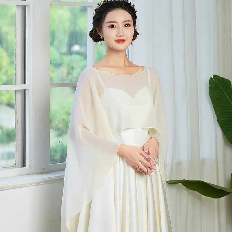 Capes de mariage souples pour femmes, enveloppes de veste de mariage, haussement d'épaules en mousseline de soie, patients BEmbe