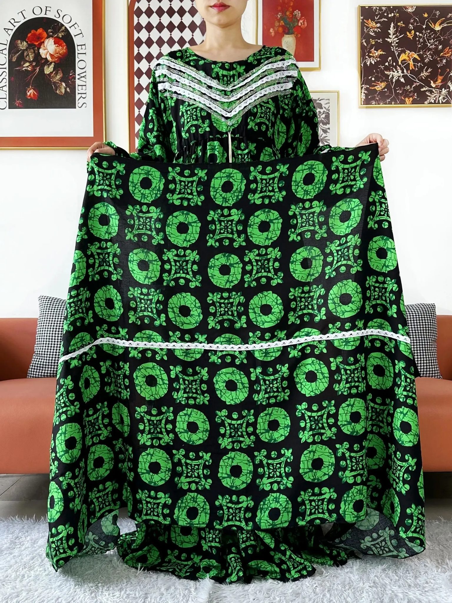 2025 High Grade Fabric KASHKHA Women Dresses Long Sleeve Dress Cotton Abaya Big Scarf Boubou Maxi Islam Women Dress African