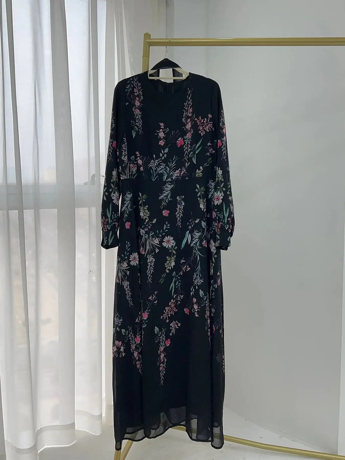 2070442-0zafil.jpg Ramadan Eid printed Fashion Abaya Muslim Dress female Islamic Kaftan Robe Musulman Abaya With Belt wy2289 - Image 6