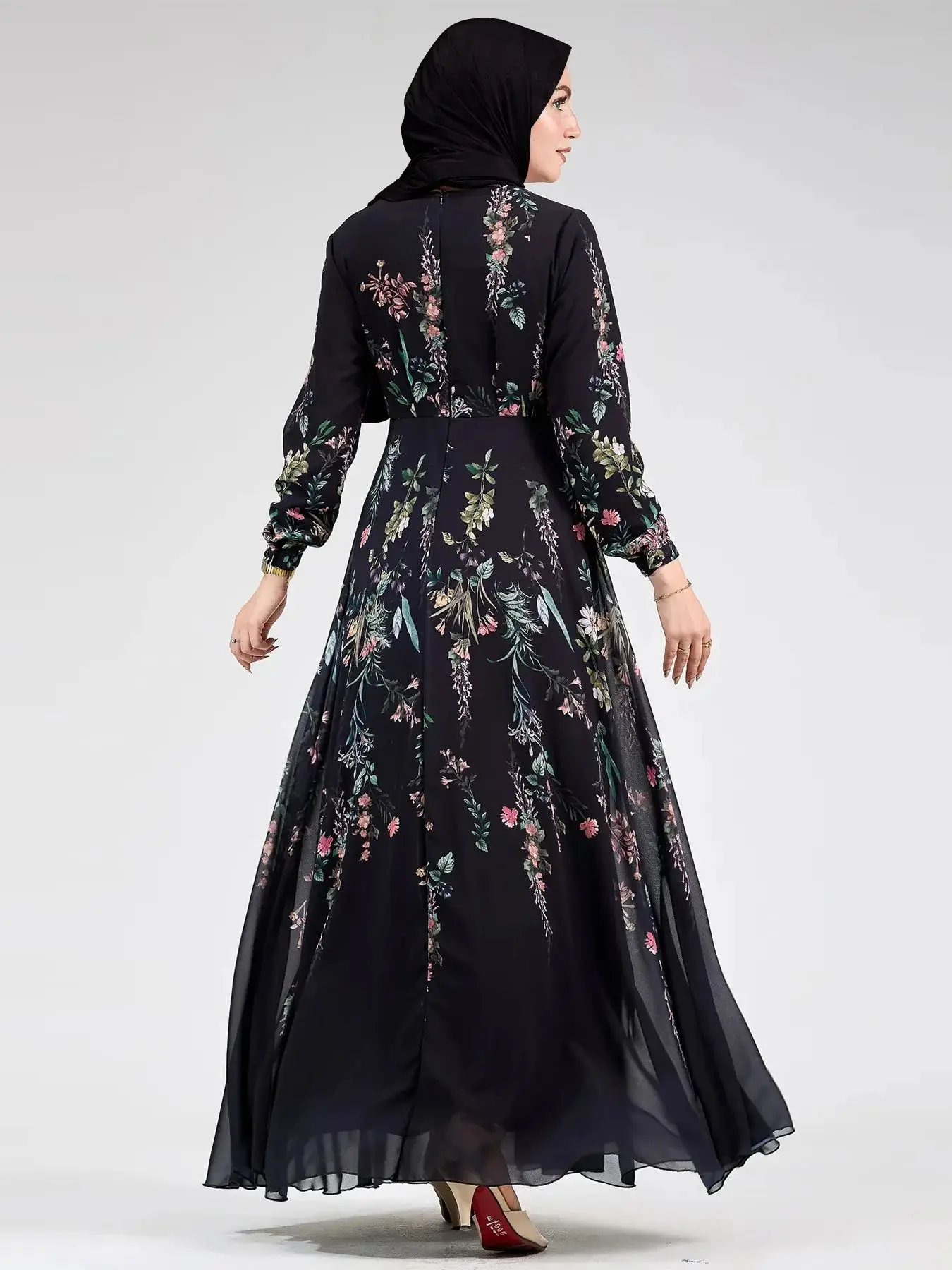 2070442-deohxu.jpg Ramadan Eid printed Fashion Abaya Muslim Dress female Islamic Kaftan Robe Musulman Abaya With Belt wy2289 - Image 2