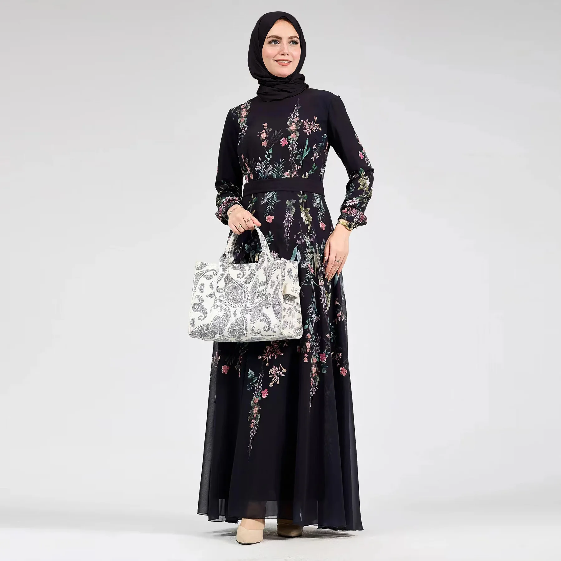 Ramadan Eid printed Fashion Abaya Muslim Dress female Islamic Kaftan Robe Musulman Abaya With Belt wy2289 Ramadan Eid printed Fashion Abaya Muslim Dress female Islamic Kaftan Robe Musulman Abaya With Belt wy2289