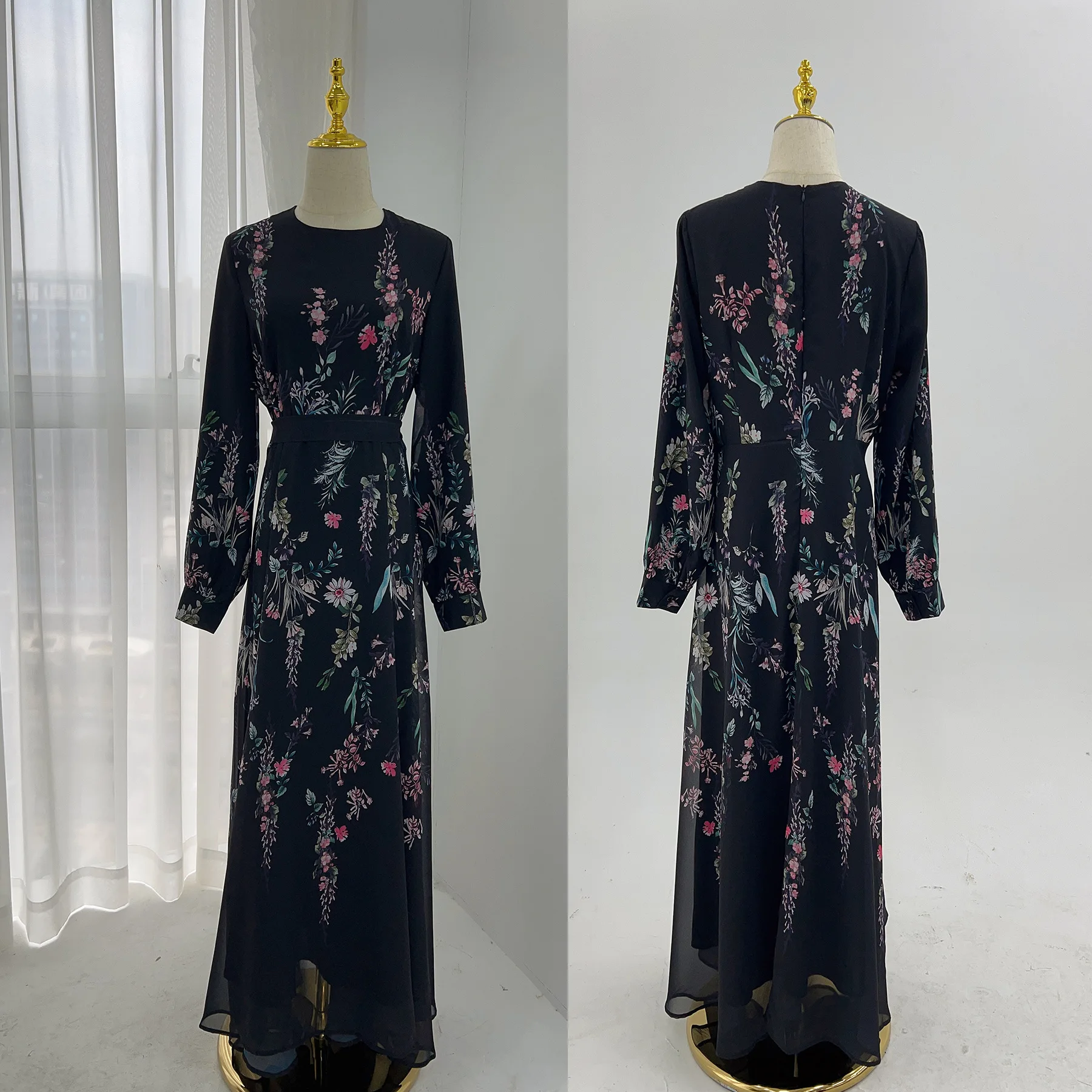 Ramadan Eid printed Fashion Abaya Muslim Dress female Islamic Kaftan Robe Musulman Abaya With Belt wy2289 Ramadan Eid printed Fashion Abaya Muslim Dress female Islamic Kaftan Robe Musulman Abaya With Belt wy2289