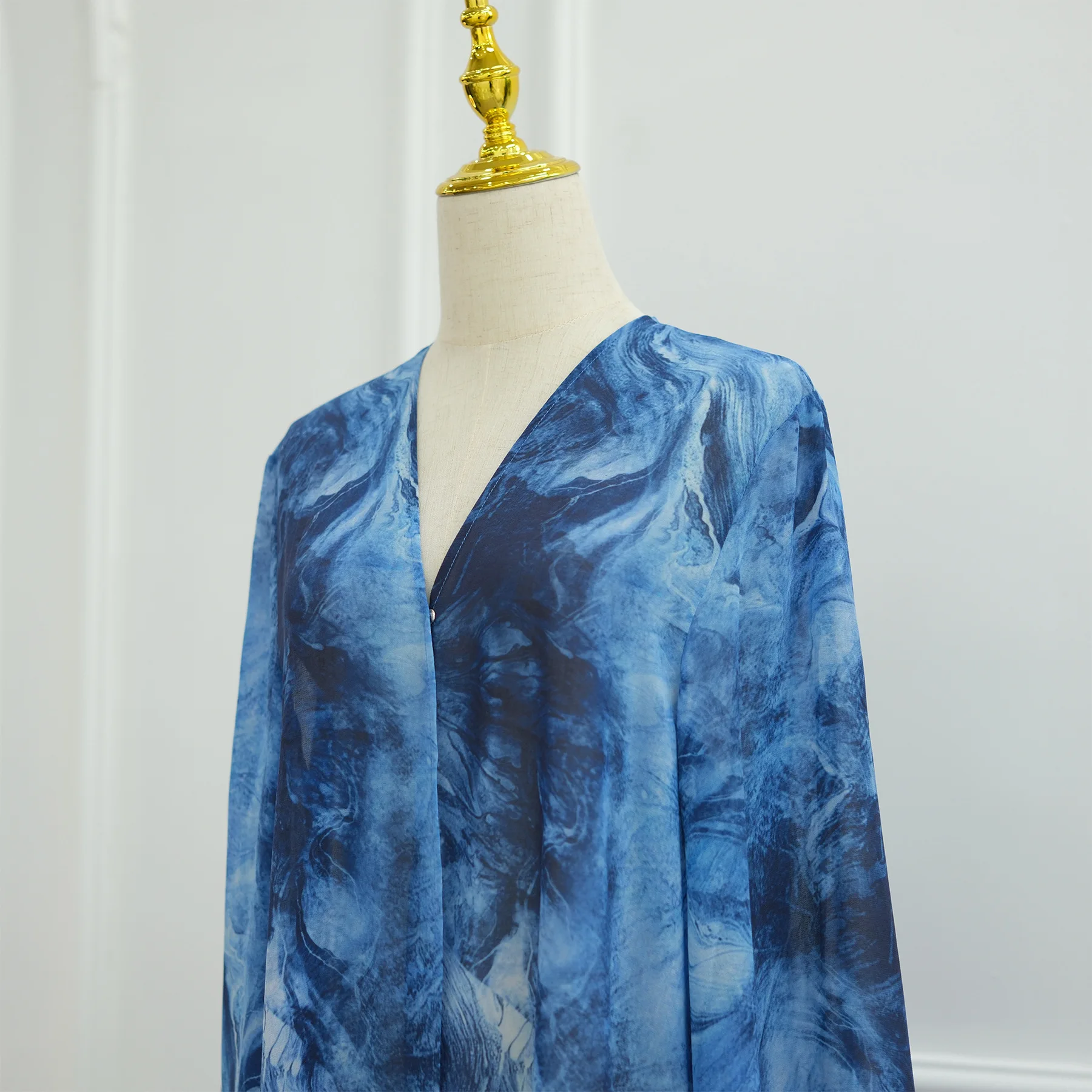 UNI Middle Eastern Tie Dye Loose Abaya Full Sleeve Open Front Abayas Turkey Kaftan Arabian Maxi Dresses Women Jilbabs With Hijab