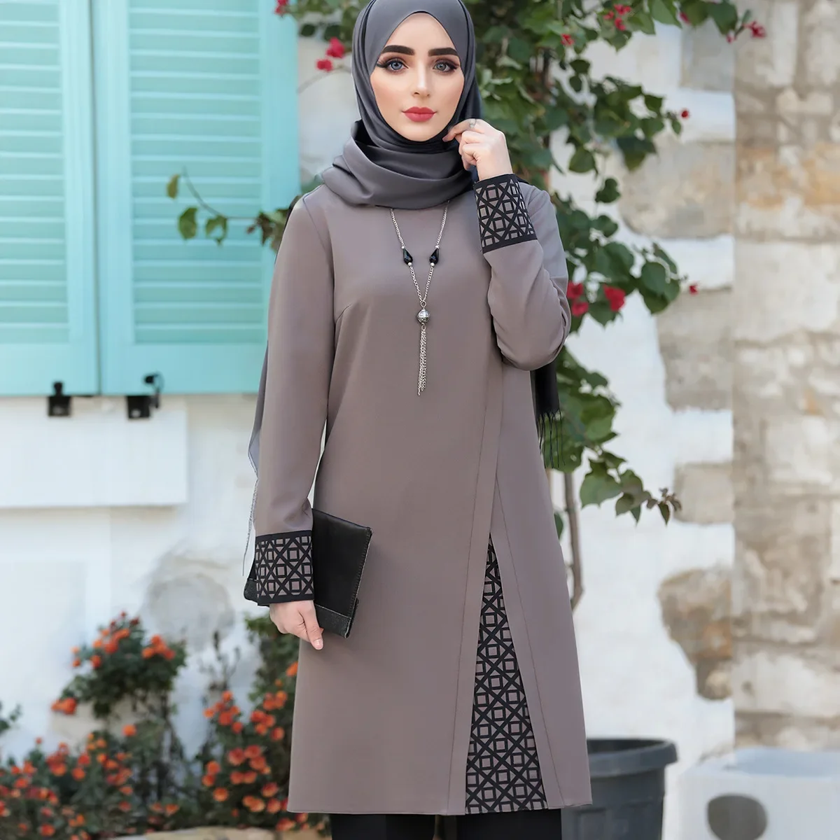 Muslim Dubai Abayas Women Set 2 Piece Top & Pant TRamadan Robe Two Piece Abaya Set Outfit Clothing Suits Evening Long Dresses