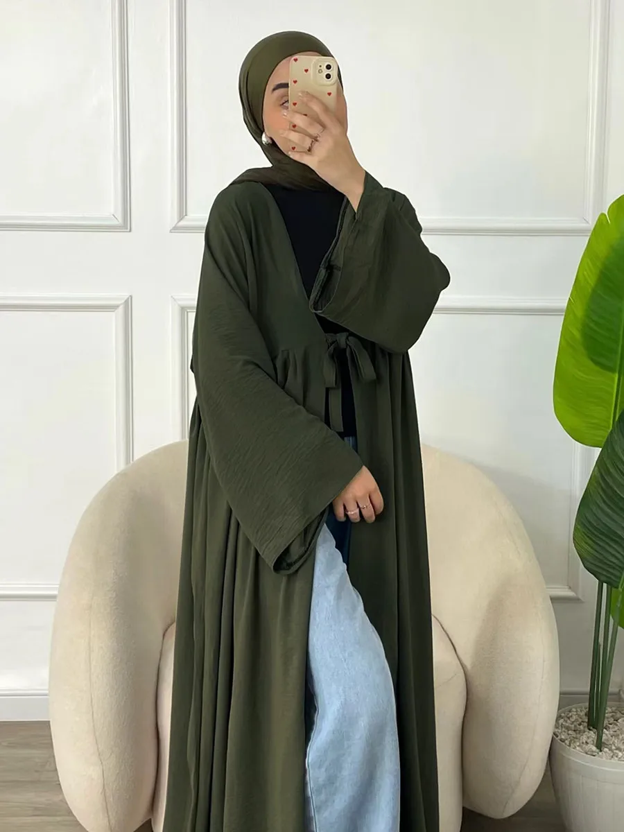 vestidos Muslim Turkish Loose Casual Lace-ups Cardigan Ramadan Robe Dubai luxury Abayas For Women Femme Evening Maxi Dresses