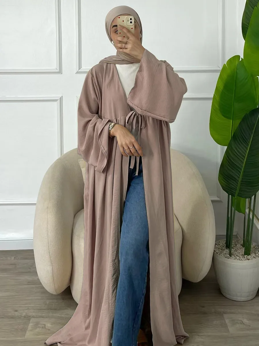 vestidos Muslim Turkish Loose Casual Lace-ups Cardigan Ramadan Robe Dubai luxury Abayas For Women Femme Evening Maxi Dresses