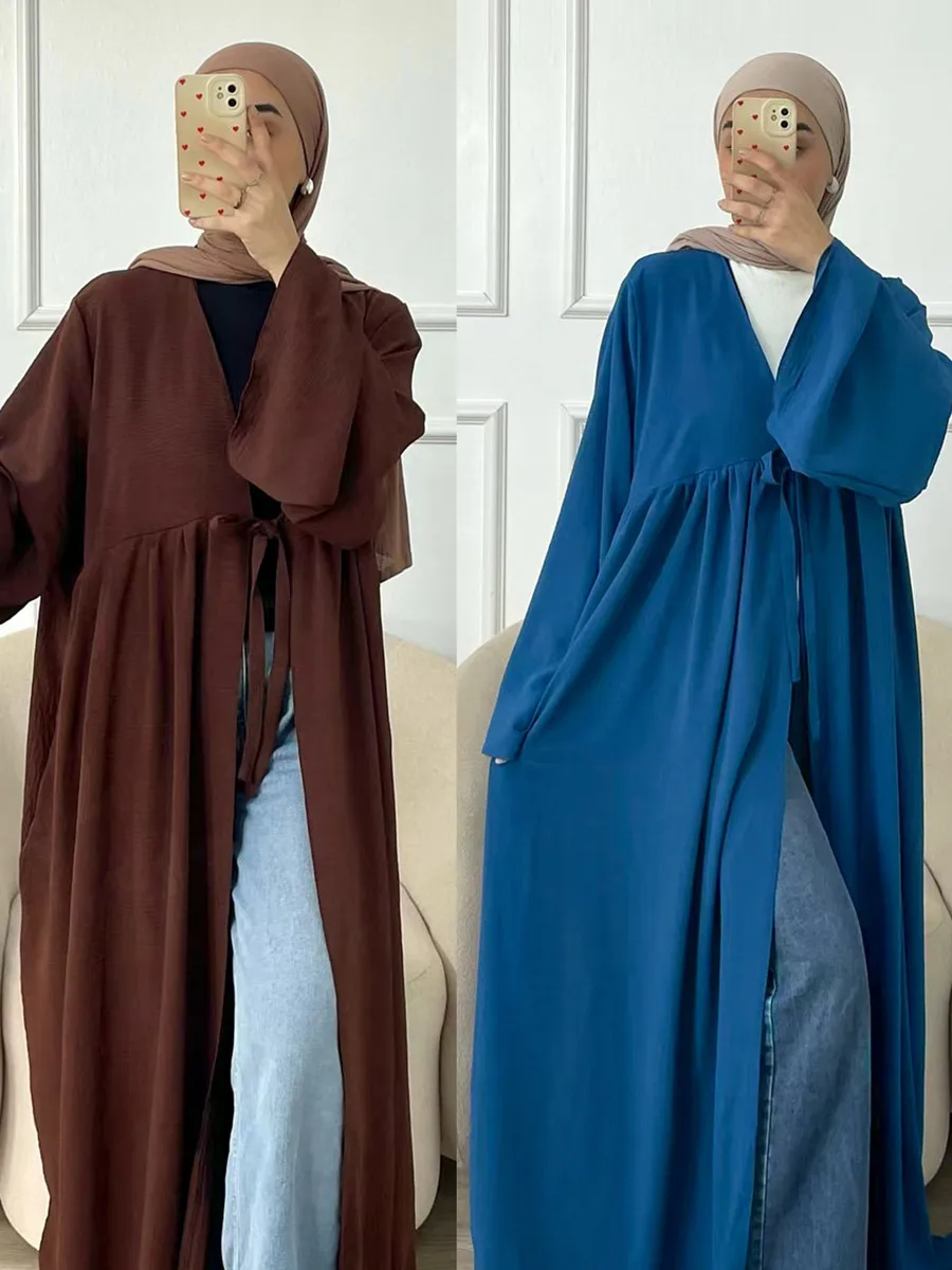 vestidos Muslim Turkish Loose Casual Lace-ups Cardigan Ramadan Robe Dubai luxury Abayas For Women Femme Evening Maxi Dresses