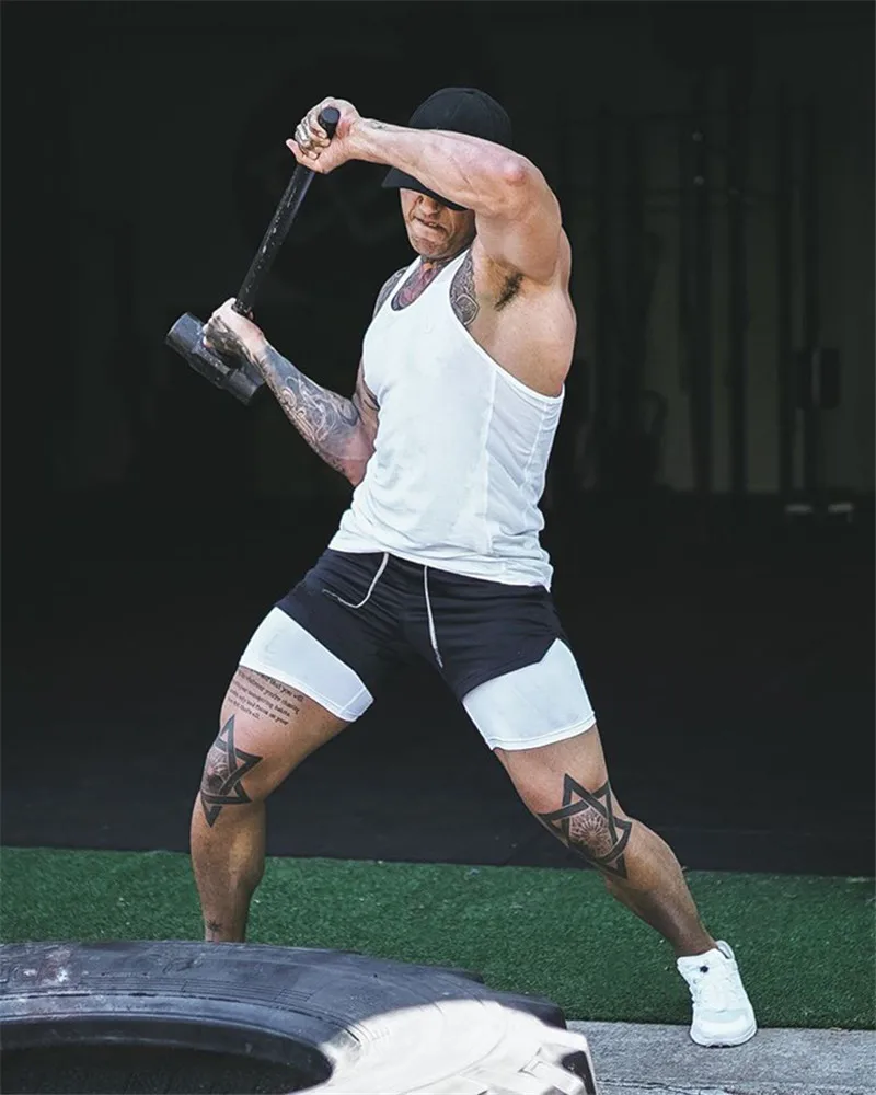 2025 Camo Running Shorts Men 2 In 1 Double-deck Quick Dry GYM Sport Shorts Fitness Jogging Workout Shorts Men Sports Short Pants