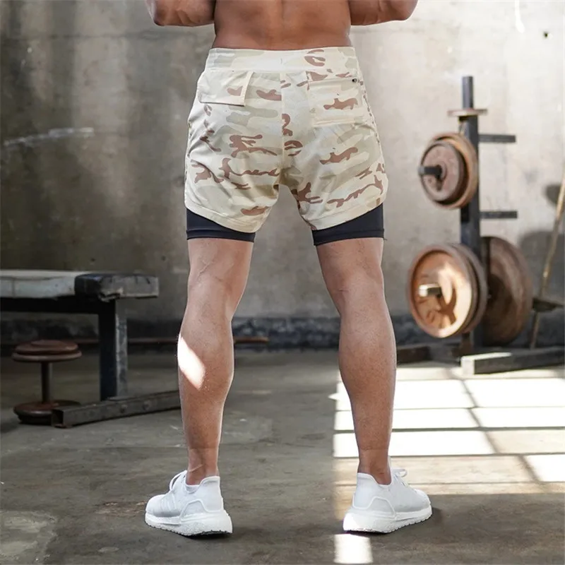 2025 Camo Running Shorts Men 2 In 1 Double-deck Quick Dry GYM Sport Shorts Fitness Jogging Workout Shorts Men Sports Short Pants