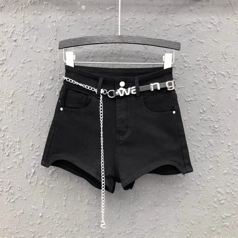 High Quality Irregular Design White Denim Shorts For Women's Fashion Jeans New Summer Loose A-line Wide-Leg Hot Pants