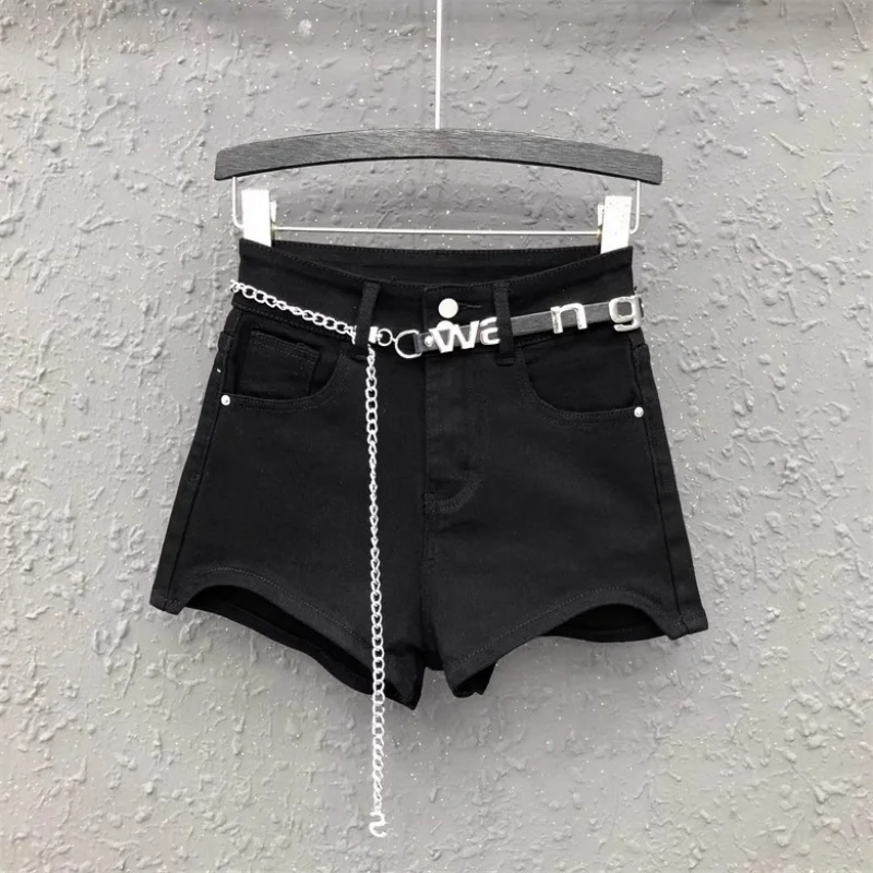 High Quality Irregular Design White Denim Shorts For Women's Fashion Jeans New Summer Loose A-line Wide-Leg Hot Pants