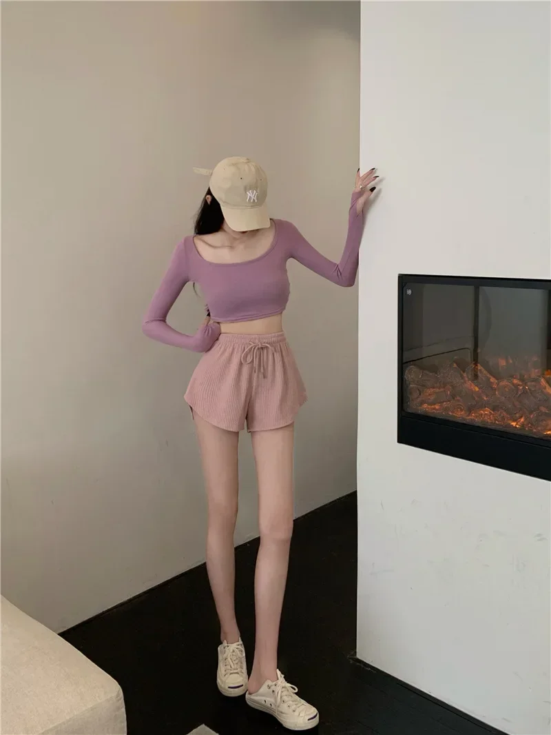 Women Gym Fitness Running Shorts Women's Thin Style Loose Casual Large Size Wide Leg High Waist A-word Sports Hot Pants Women Gym Fitness Running Shorts Women's Thin Style Loose Casual Large Size Wide Leg High Waist A-word Sports Hot Pants