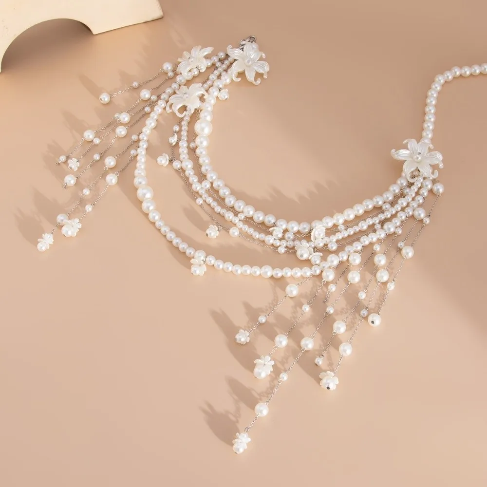 Elegant Design Imitation Pearl Waist Beads Pearl Imitation Summer Style Bikini Belt Chain Link Tassel Detail Body Jewelry