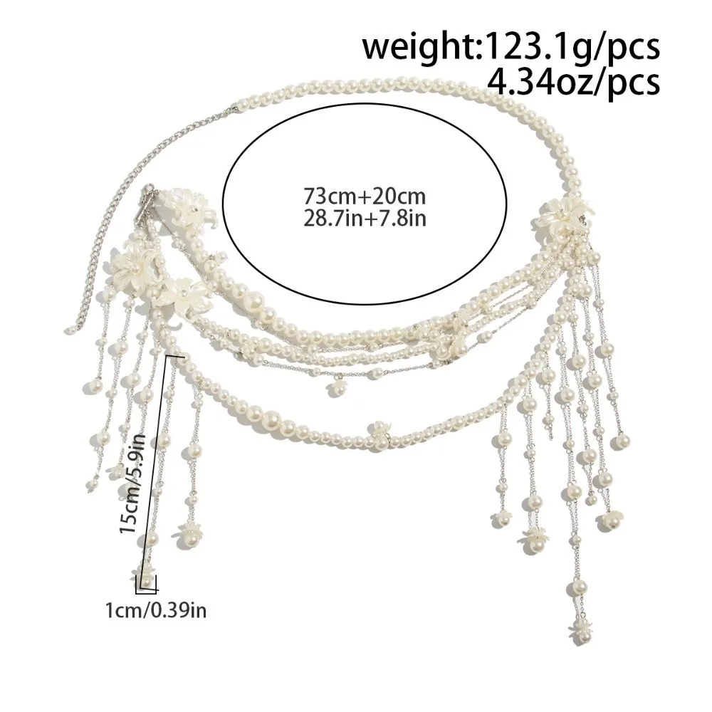 Elegant Design Imitation Pearl Waist Beads Pearl Imitation Summer Style Bikini Belt Chain Link Tassel Detail Body Jewelry