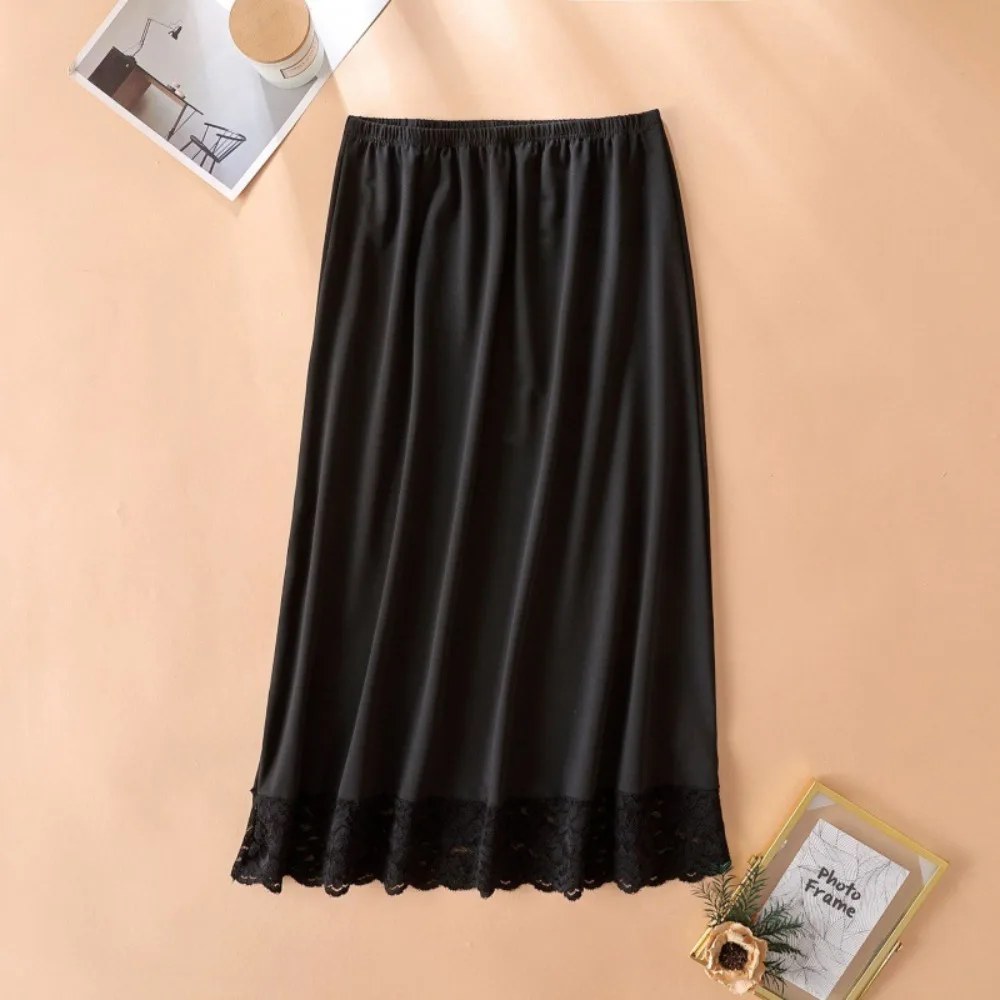 Mesh Flower Women's Lace Long Petticoat A-line Inside Take Half Slips Dress for Women Anti-glare Mid Length