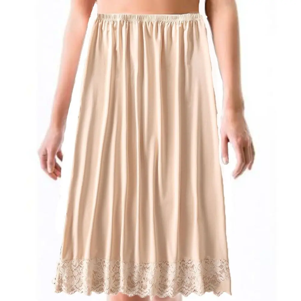 Mesh Flower Women's Lace Long Petticoat A-line Inside Take Half Slips Dress for Women Anti-glare Mid Length