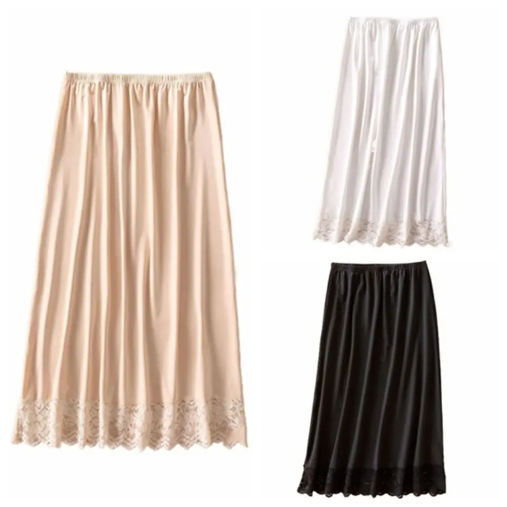 Mesh Flower Women's Lace Long Petticoat A-line Inside Take Half Slips Dress for Women Anti-glare Mid Length