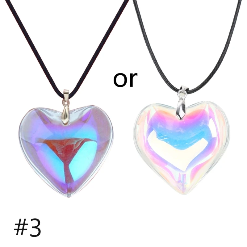 Heart Shape Necklace Crystal Pendants Clavicle Chain Necklace Fashion Jewelry Glass Charm Necklace for Couple Women Girl