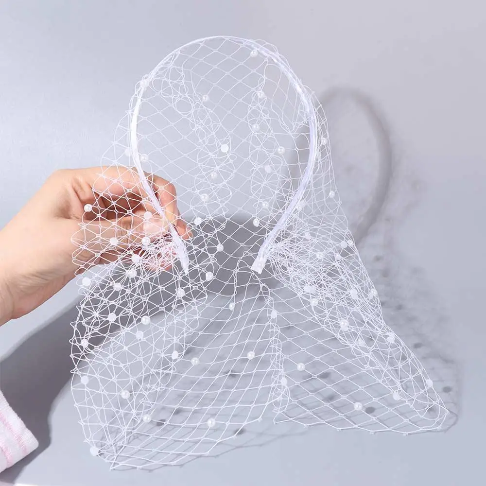 New French Style Bride Veils Satin Bow Elegant Bridal Headwear Fairy White Wedding Headband Face Cover