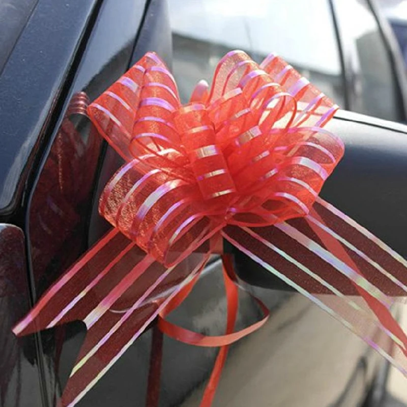 10PCS Bow Pull Flower Colorful Ribbons Flower Wrappers For Wedding Events Birthday Decoration Wedding Car Christmas Gifts Decor