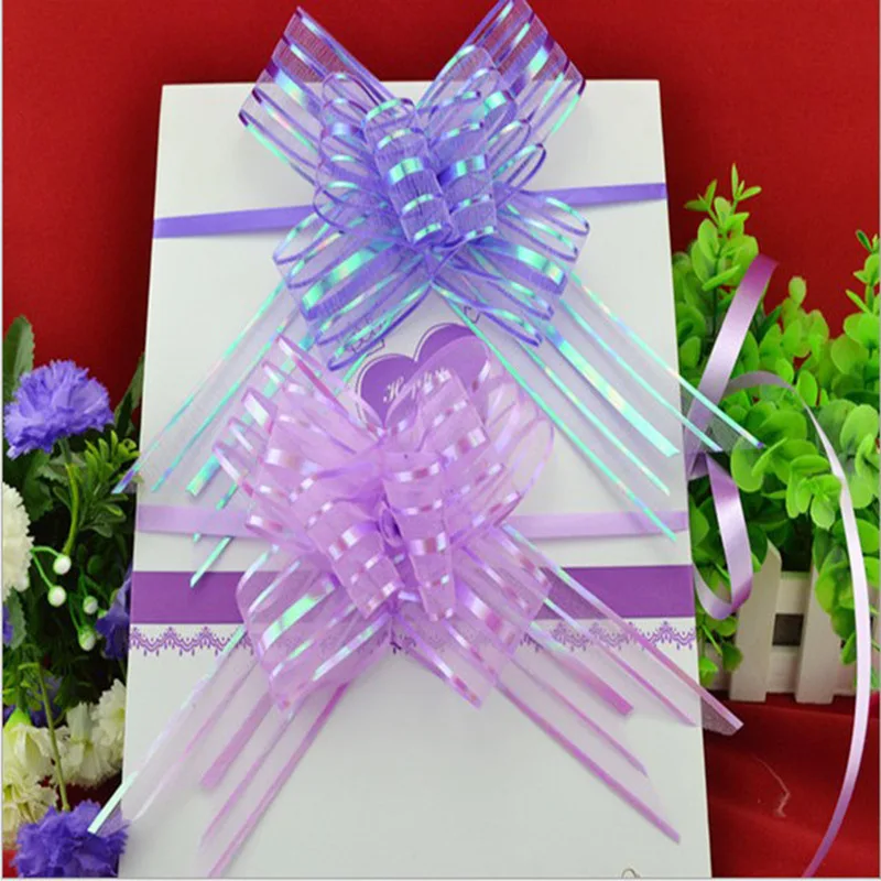 10PCS Bow Pull Flower Colorful Ribbons Flower Wrappers For Wedding Events Birthday Decoration Wedding Car Christmas Gifts Decor
