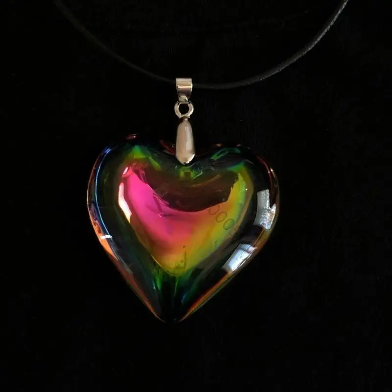 Crystal Glass Heart Necklace Fashion Pendant Necklace Colorful Jewelry for Christmas Party Decoration Unique Clavicle AXYD
