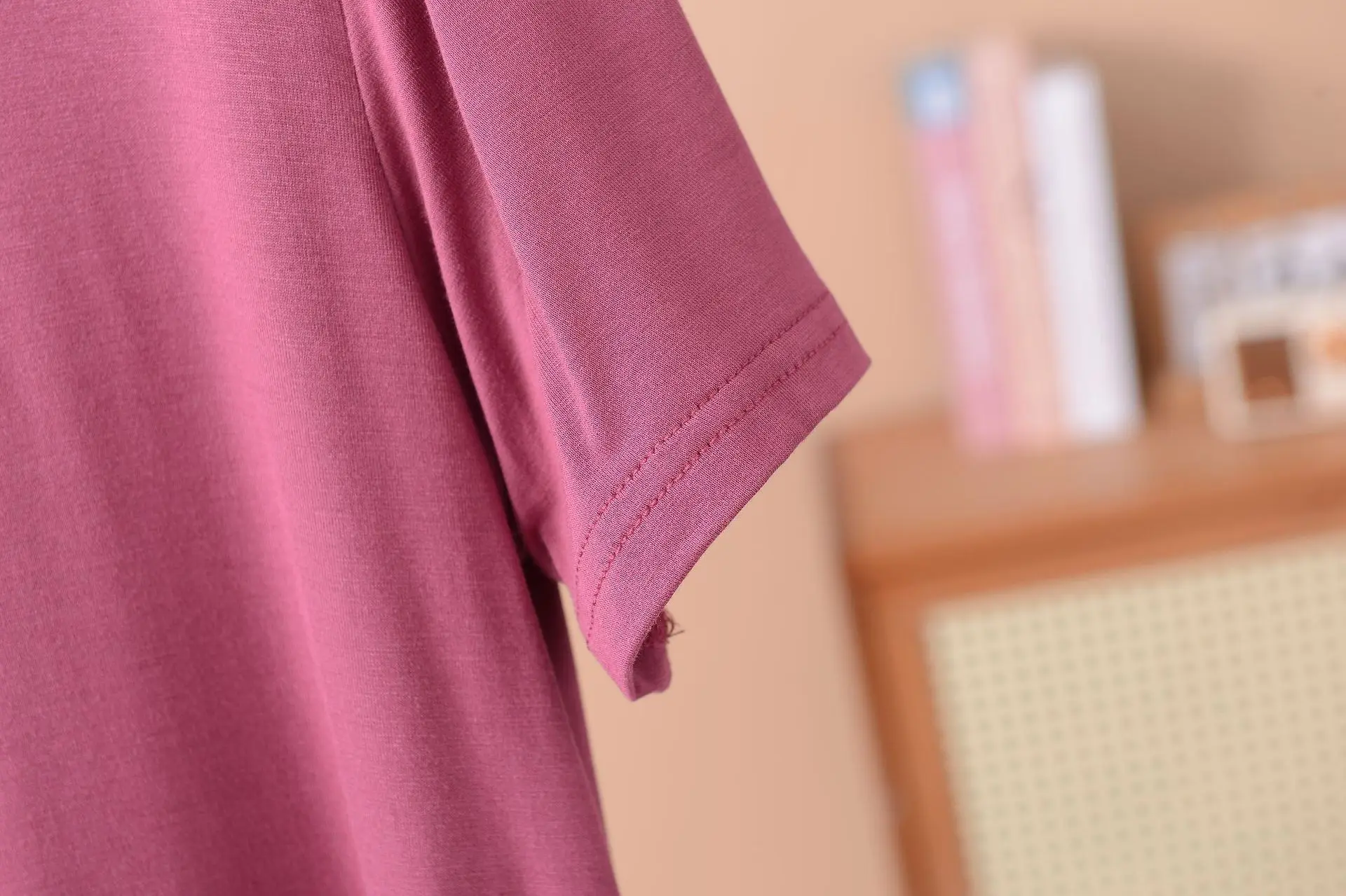 Plus size XL to 8XL Modal dress short sleeves summer women's cool dresses Solid color Bottomed sleepdress mid-length homewear