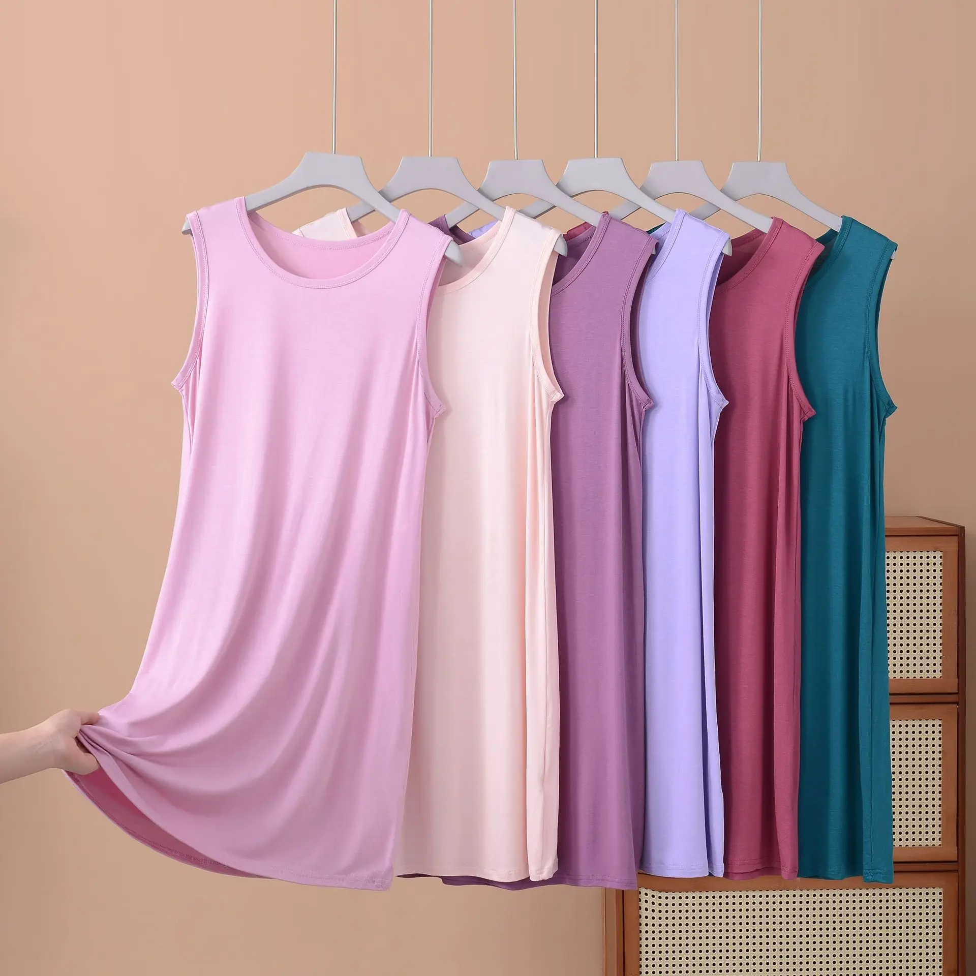 Plus size XL to 8XL Modal tank dress summer women's homewear dresses comfort sleepdress large size all match