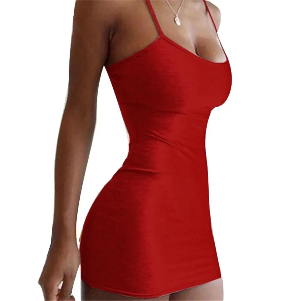 Women Dress For Evening Party Dress Sexy Slim-fit Solid Color Women Suspender Dress for Party