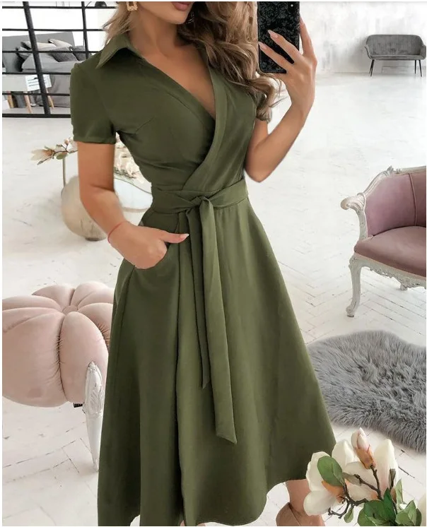 spring and summer fashion long-sleeved V-neck print bag buttock dress women's dress