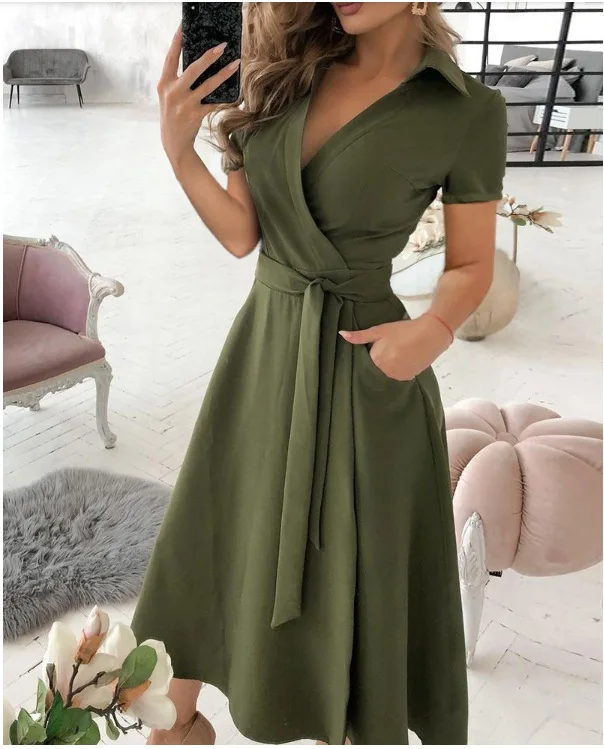 spring and summer fashion long-sleeved V-neck print bag buttock dress women's dress