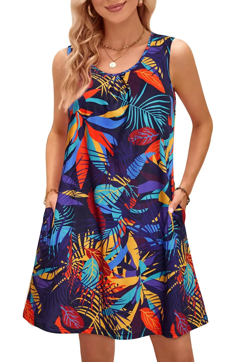 Bohemian Print New Casual Sleeveless Long Women's Round Neck Dress Retro Dress Sweetheart Rustic Country Sleeveless Dress Bohemian Print New Casual Sleeveless Long Women's Round Neck Dress Retro Dress Sweetheart Rustic Country Sleeveless Dress