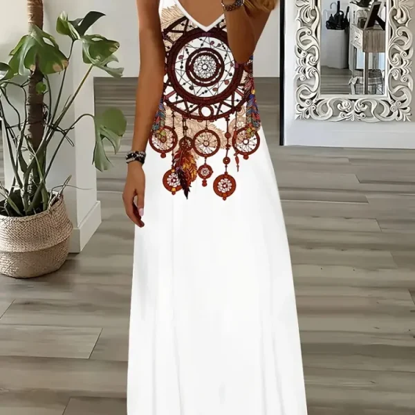 Printed Slim-fit Straight Tube Halter Women's Long Dress Summer Evening Dress High-end Atmosphere Elegant Dress Advance Guard