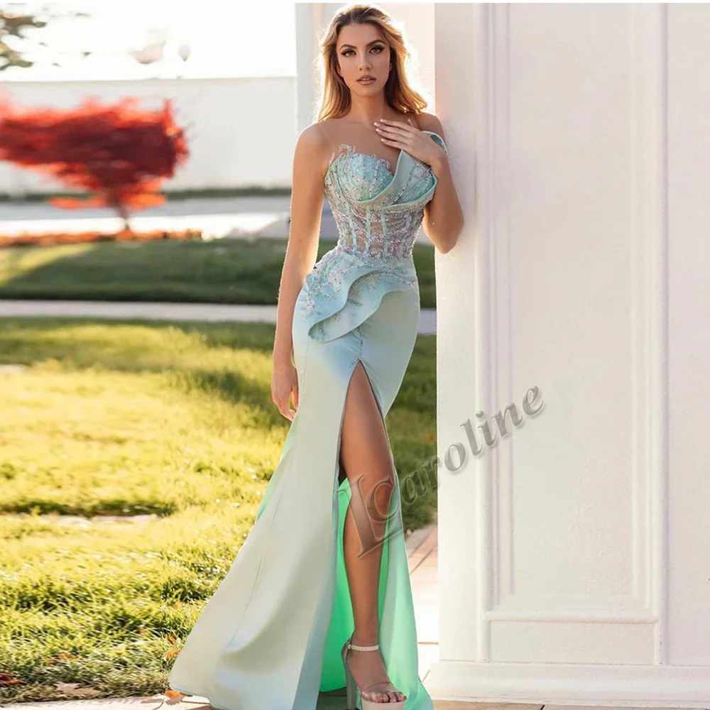 Caroline Glamorous Mermaid Prom Dresses For Women Sweetheart Beadings Wedding Party Gown Dubai Vestido De Formatura Customized