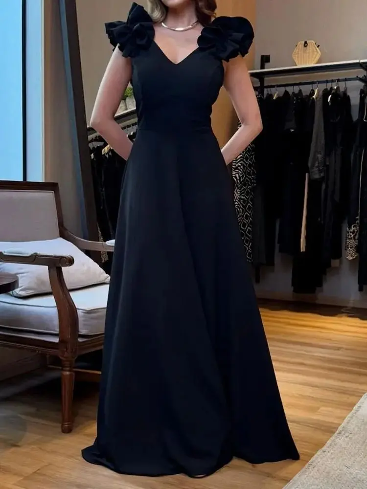 Customized A-Line Evening Dresses Floor-Length V-neck Sleeveless Prom Gown Fashion Ruched Simple Draped Casual PartY Gown Customized A-Line Evening Dresses Floor-Length V-neck Sleeveless Prom Gown Fashion Ruched Simple Draped Casual PartY Gown