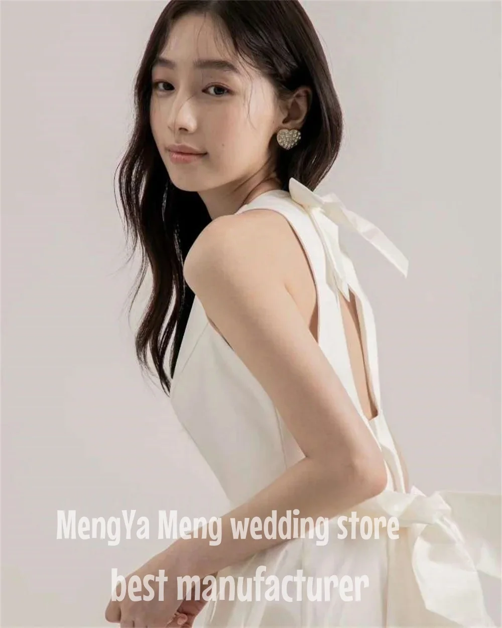 ZHUISHU O Neck Korea Wedding Dress Ruched Tiered Cut Out Back Wedding Photography Gowns Sleeveless Floor Length Robe de marriage