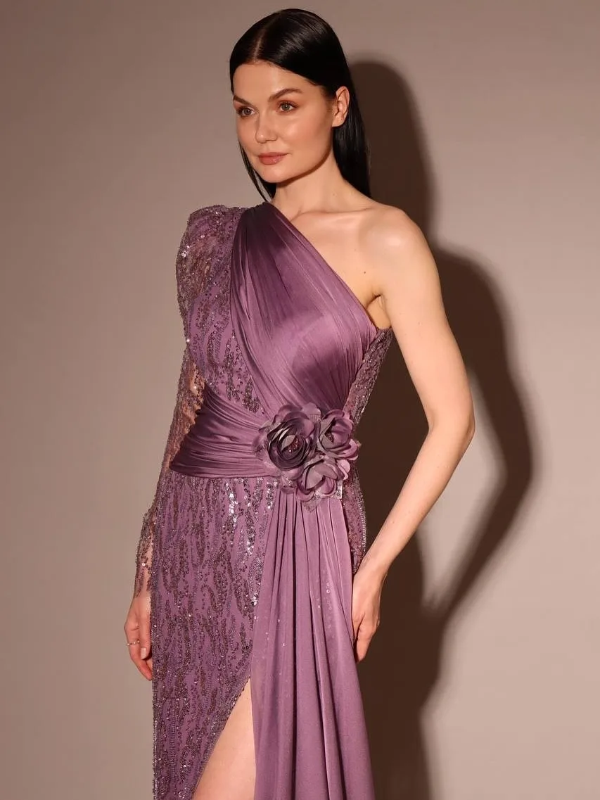 Modern Style Sexy A Line Wedding Dresses Irregular Collar High Split Sequins Evening Party Gowns Vestido De Noiva Customized