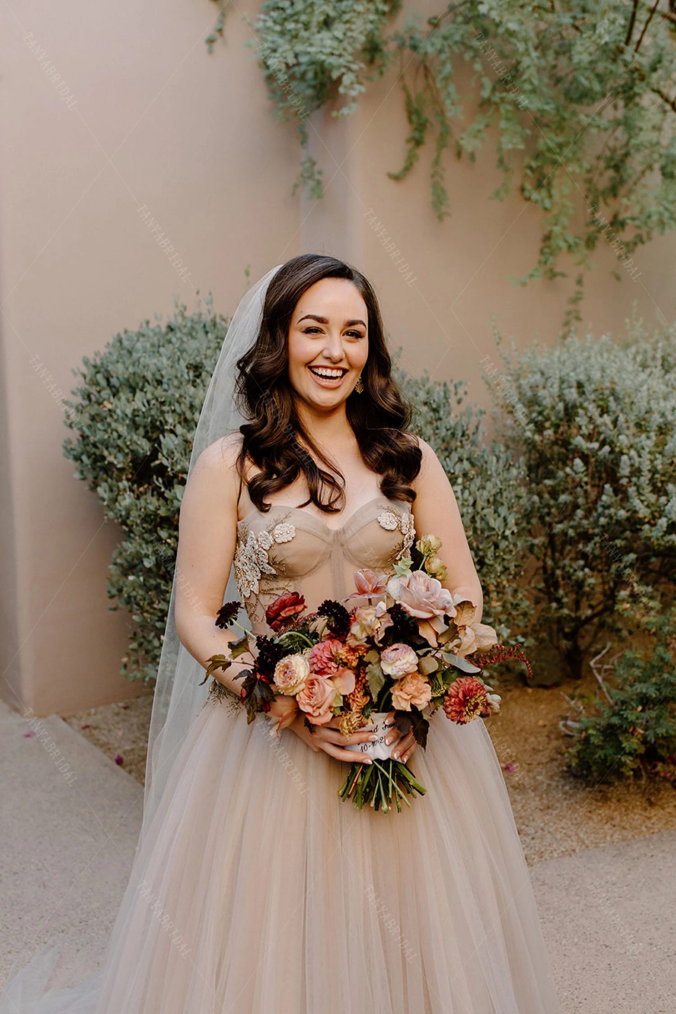 Blush Champagne Princess Wedding Dresses Sweetheart Romantic Tulle Bridal Gowns Boho Vestido De noivas  ZW456