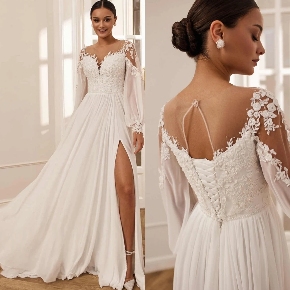 Customized Elegant Formal Classic Luxury  Charming Wedding Dress 	White Net Applique Wedding Party  Pearl Poretrait Dresses