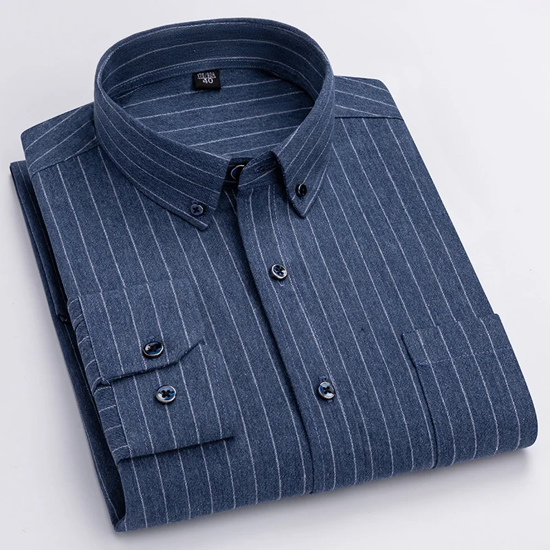 Pure Cotton Men's Plaid Shirt Long Sleeve Regular Fit Men Casual Oversized Shirt Leisure Autumn Male Blouse New Plus Size