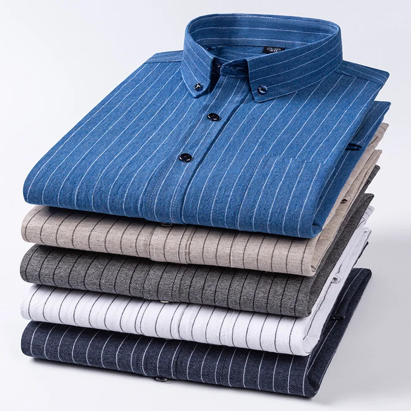 Pure Cotton Men's Plaid Shirt Long Sleeve Regular Fit Men Casual Oversized Shirt Leisure Autumn Male Blouse New Plus Size