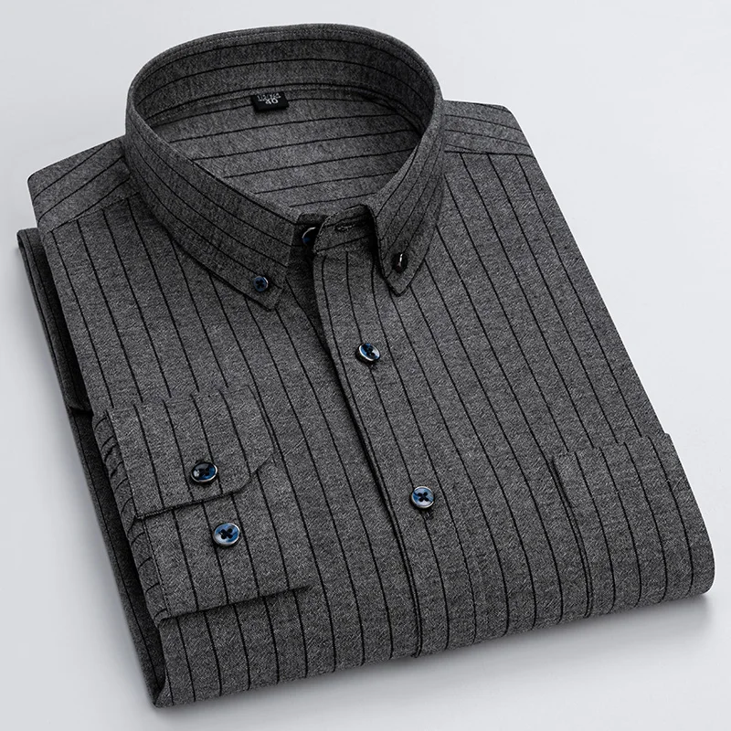 Pure Cotton Men's Plaid Shirt Long Sleeve Regular Fit Men Casual Oversized Shirt Leisure Autumn Male Blouse New Plus Size