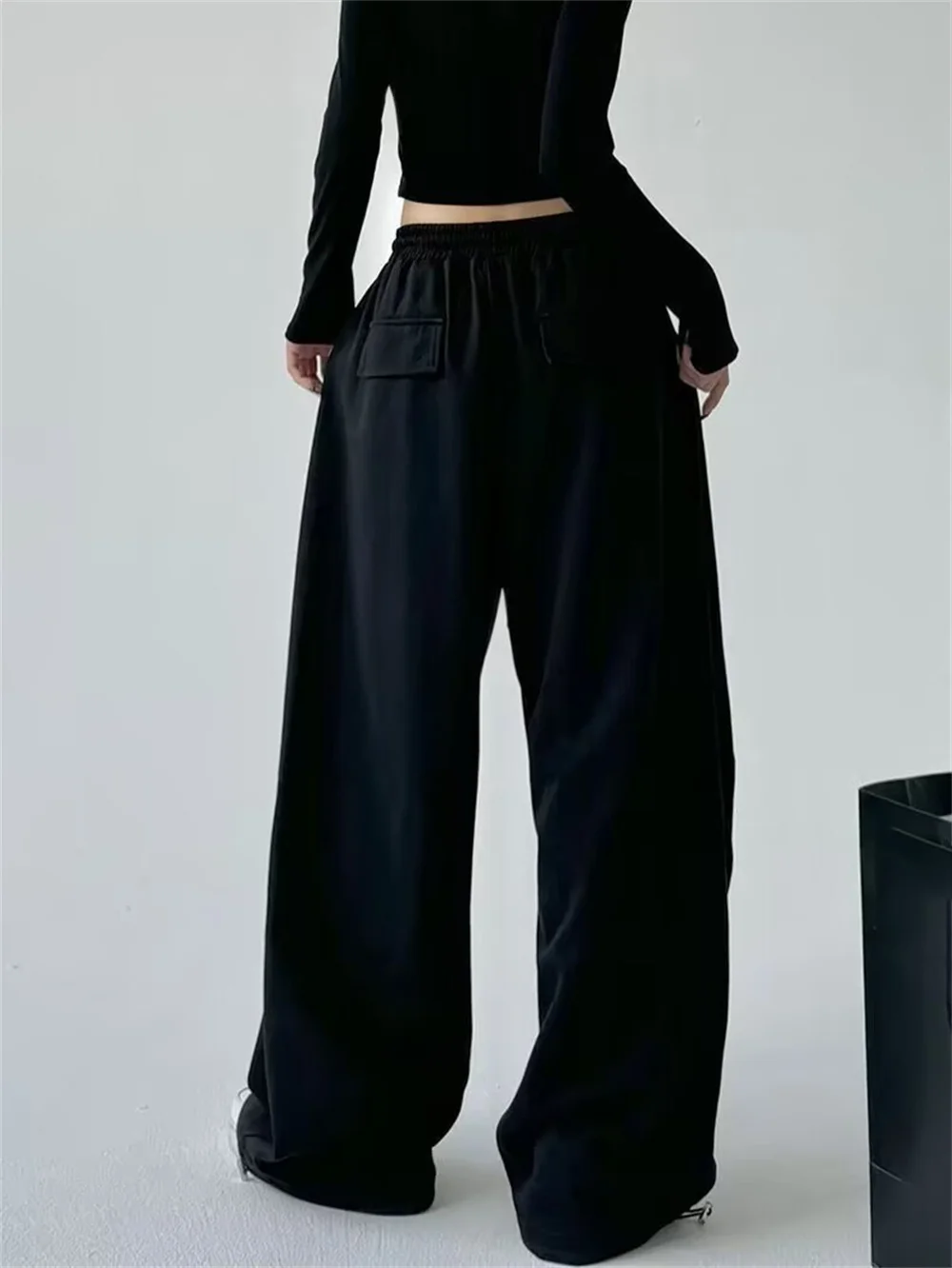 Autumn Fashion New Women Vintage Streetwear Wide Leg Sweatpants Oversized Sports Pants Drawstring Trousers Clothes Women